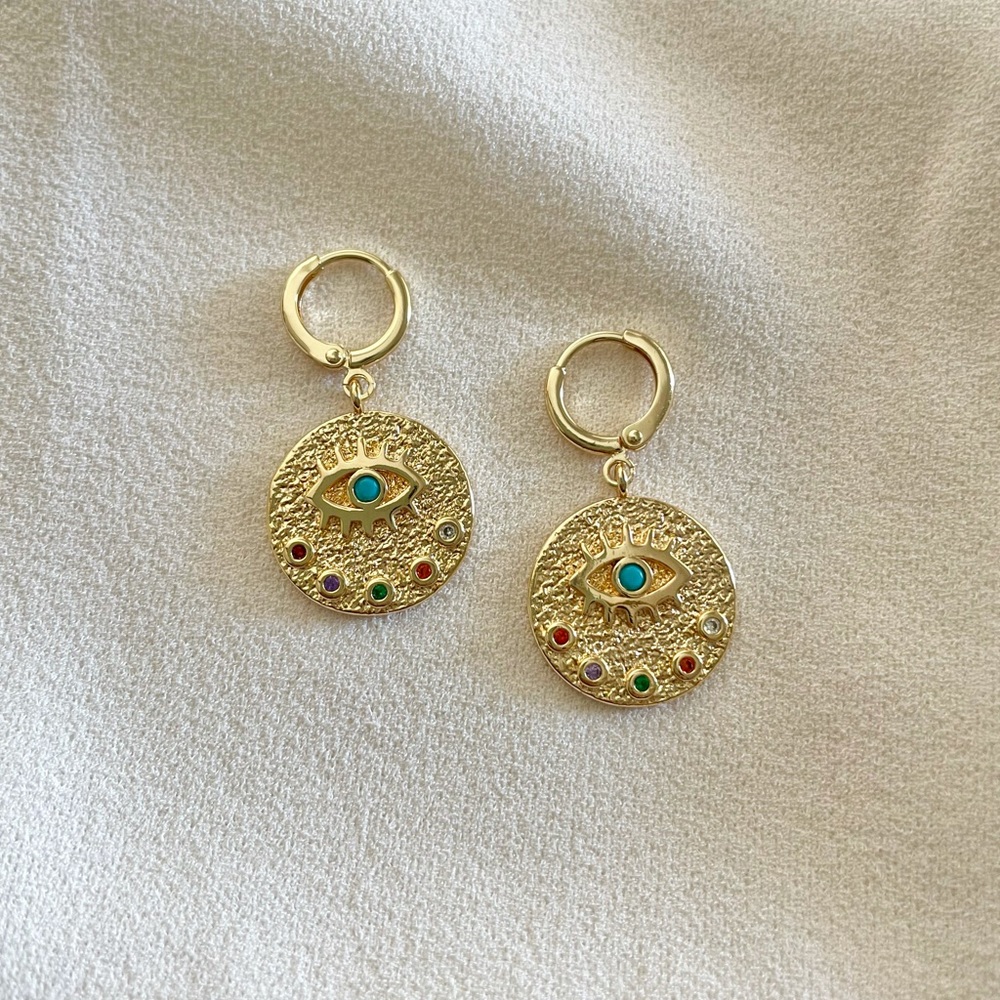 Evil Eye Medallion Earrings
